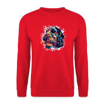 Colorful Dog Portrait with Paint Splashes - Unisex Sweatshirt - red - Front - Alina (178cm) & Michal (187cm)
