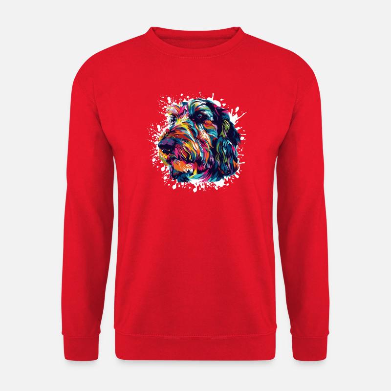 Bunter Hundeporträt mit Farbspritzern - Unisex Pullover - Rot