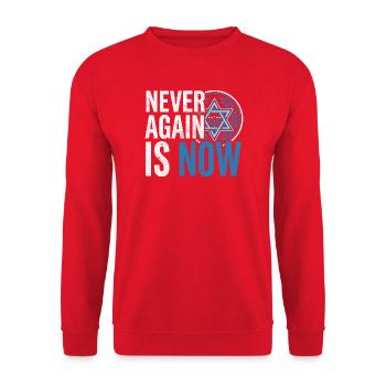 HolocaustGedenken mit Davidstern - Unisex Pullover - Rot - Vorne - Alina (178cm) & Michal (187cm)
