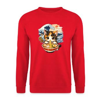 Ramen Nouilles Kawaii Chat Nouilles japonaises - Sweat-shirt Unisexe - rouge - Devant - Alina (178cm) & Michal (187cm)