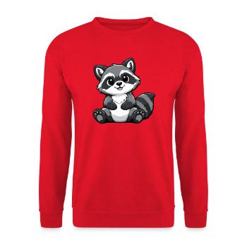 Cute raccoon motif in cartoon style - Unisex Sweatshirt - red - Front - Alina (178cm) & Michal (187cm)