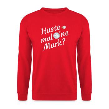 Do you have a mark? Retro, Hand Drawing Coins - Unisex Sweatshirt - red - Front - Alina (178cm) & Michal (187cm)