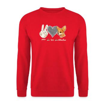Chihuahua Chihuahueño Paix Amour - Sweat-shirt Unisexe - rouge - Devant - Alina (178cm) & Michal (187cm)