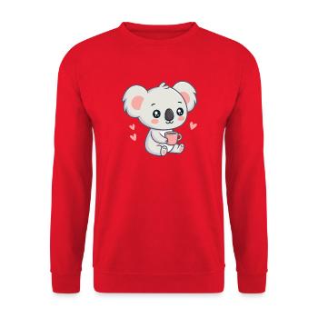Koala Coeur et Café Douceur - Sweat-shirt Unisexe - rouge - Devant - Alina (178cm) & Michal (187cm)