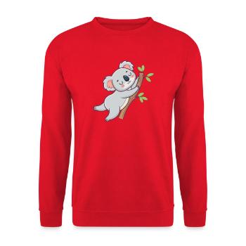 Cuddly koala on pastel branch - Unisex Sweatshirt - red - Front - Alina (178cm) & Michal (187cm)