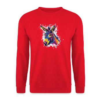 Portrait pop art de l’âne arc-en-ciel - Sweat-shirt Unisexe - rouge - Devant - Alina (178cm) & Michal (187cm)