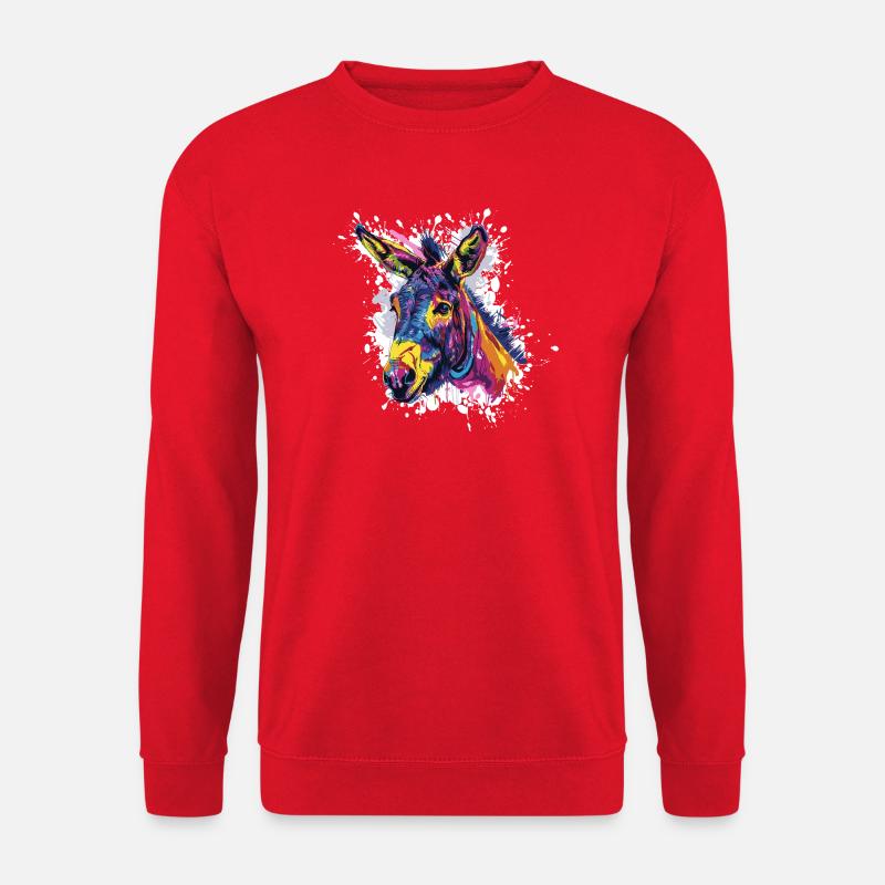 Rainbow Donkey Pop Art Portrait - Unisex Sweatshirt - red