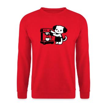 Barista-Hund supersüß - Unisex Pullover - Rot - Vorne - Alina (178cm) & Michal (187cm)