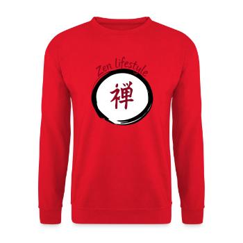 Lifestyle Zen Kanji Circular - Unisex Sweatshirt - red - Front - Alina (178cm) & Michal (187cm)