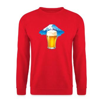 Biergipfel Panorama - Unisex Pullover - Rot - Vorne - Alina (178cm) & Michal (187cm)