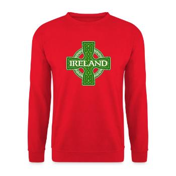 Irland Celtic St. Patrick's Shamrock – St. Paddys - Unisex Pullover - Rot - Vorne - Alina (178cm) & Michal (187cm)