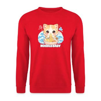 Kawaii Cat Ramen Noodles Anime Cat - Unisex Sweatshirt - red - Front - Alina (178cm) & Michal (187cm)