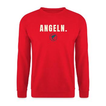 ANGELN. Minimalist Fishing Design Success Edition - Unisex Pullover - Rot - Vorne - Alina (178cm) & Michal (187cm)