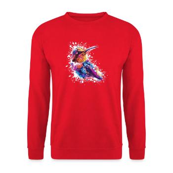 Colorful Hummingbird Watercolor Splash - Unisex Sweatshirt - red - Front - Alina (178cm) & Michal (187cm)