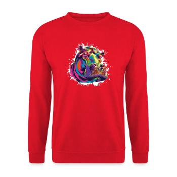 Nilpferd Kunst Comic - Unisex Pullover - Rot - Vorne - Alina (178cm) & Michal (187cm)