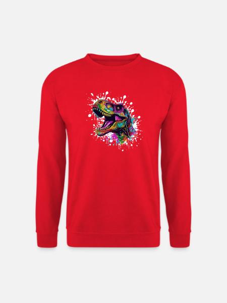 Bunter Dino-Splatter - Unisex Pullover - Rot