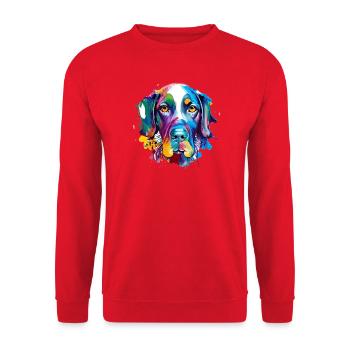 Deutscher Kurzhaar-Pointer GSP Farbenfrohe Hundekunst - Unisex Pullover - Rot - Vorne - Alina (178cm) & Michal (187cm)
