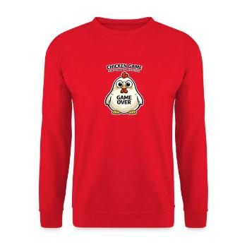 Chicken GameOver Meme - Unisex Sweatshirt - red - Front - Alina (178cm) & Michal (187cm)