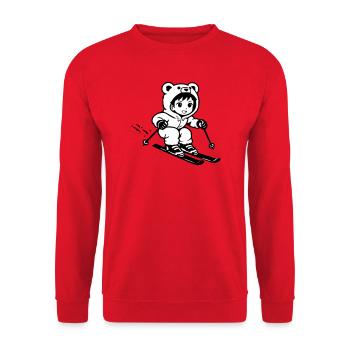 Ski Bärchen im Anime Style - Unisex Pullover - Rot - Vorne - Alina (178cm) & Michal (187cm)