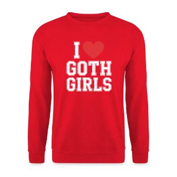Ich liebe Goth Girls - Unisex Pullover - Rot - Vorne - Alina (178cm) & Michal (187cm)