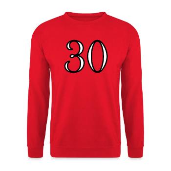 30. 30 YEARS. 30th ANNIVERSARY. 30 YEARS ANNIVERSARY. - Unisex Sweatshirt - red - Front - Alina (178cm) & Michal (187cm)