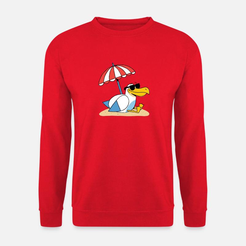 Mouette de plage ensoleillée avec parapluie - Sweat-shirt Unisexe - rouge