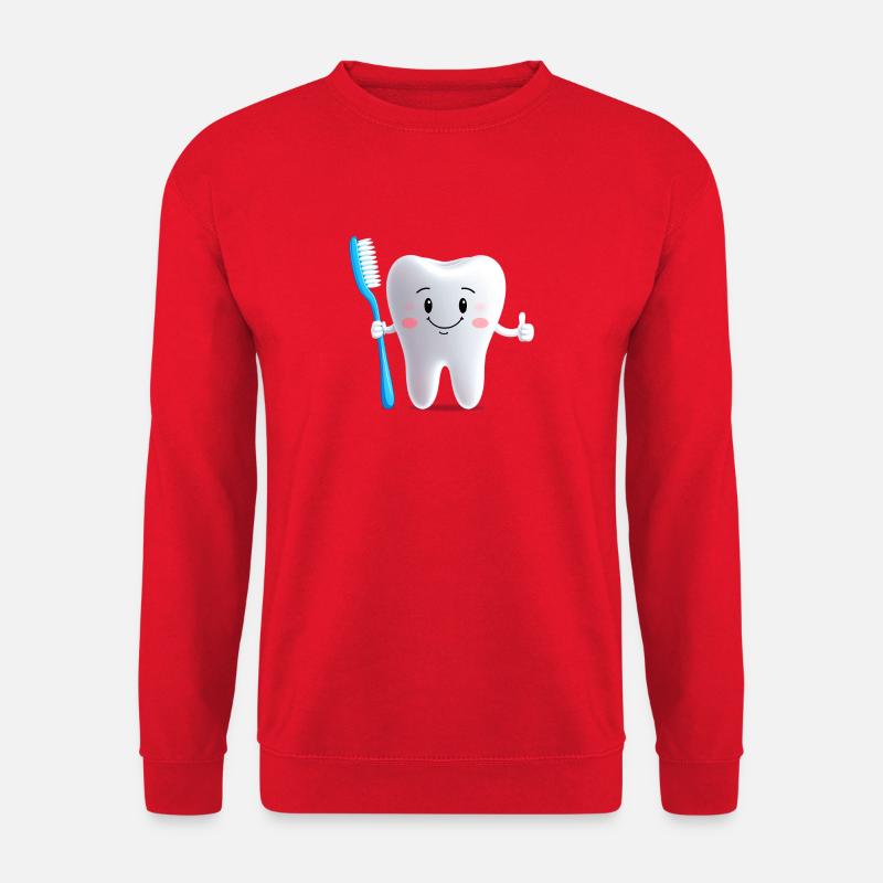 Smiling tooth with toothbrush - Unisex Sweatshirt - red