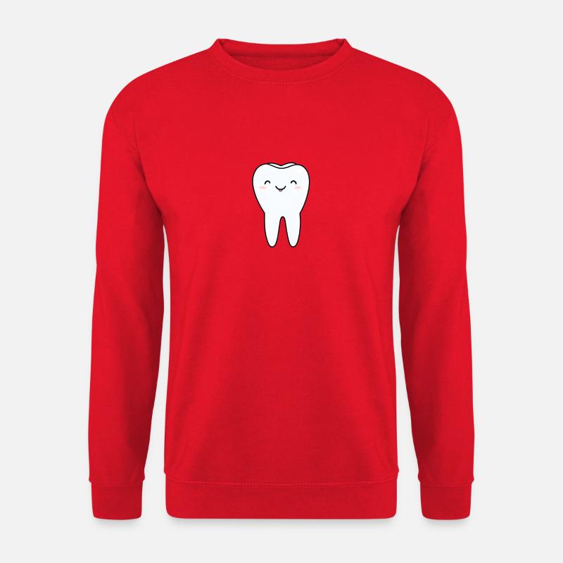 Fröhlicher Zahn Cartoon - Unisex Pullover - Rot