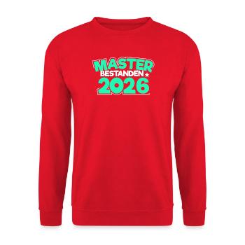 Master 2026 Masterabschluss Promotion Sponsion - Unisex Pullover - Rot - Vorne - Alina (178cm) & Michal (187cm)