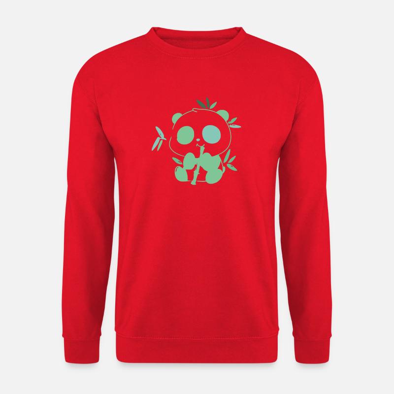 Panda mit Bambus – zarte Illustration - Unisex Pullover - Rot