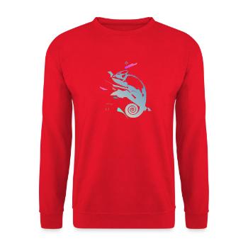 Spiral Chameleon in Neon Gradient - Unisex Sweatshirt - red - Front - Alina (178cm) & Michal (187cm)