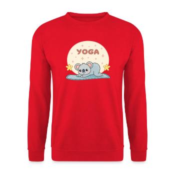 Pastel Koala Yoga auf weicher Matte - Unisex Pullover - Rot - Vorne - Alina (178cm) & Michal (187cm)