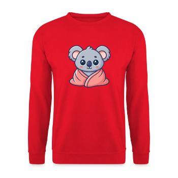 Kawaii Koala Wrapped in Pink Sheet - Unisex Sweatshirt - red - Front - Alina (178cm) & Michal (187cm)