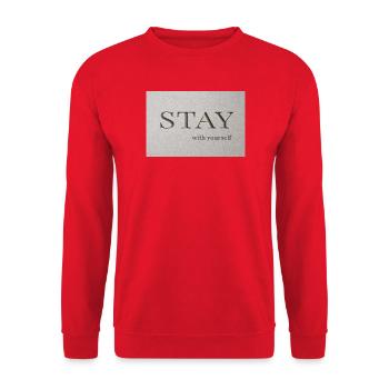 Bleib – bei dir selbst - Unisex Pullover - Rot - Vorne - Alina (178cm) & Michal (187cm)