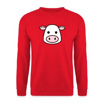 Süßer Kuh Kopf Gesicht Comic Vektor - Unisex Pullover - Rot - Vorne - Alina (178cm) & Michal (187cm)
