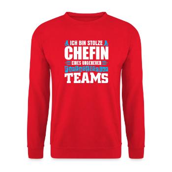 Stolze Chefin Chef Frau Abteilungsleiter Teamchef - Unisex Sweatshirt - red - Front - Alina (178cm) & Michal (187cm)