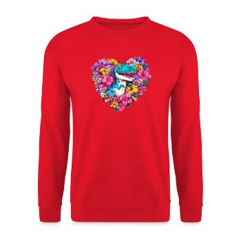 Dino Flower Heart - Unisex Sweatshirt - red - Front - Alina (178cm) & Michal (187cm)