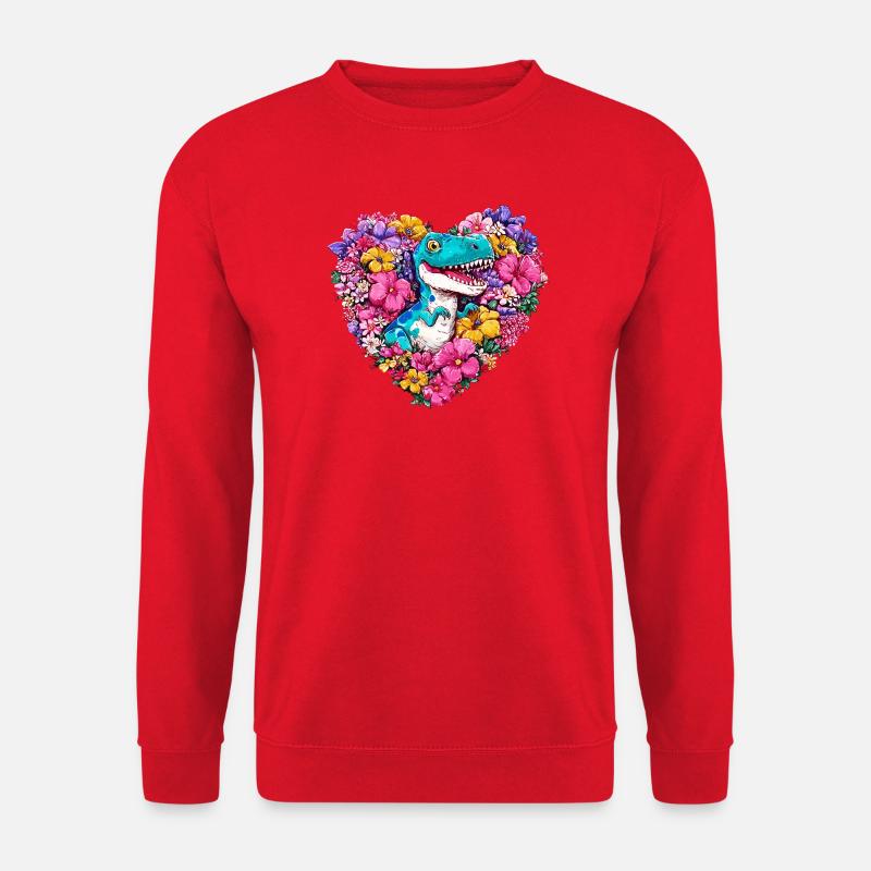 Dino Blütenherz - Unisex Pullover - Rot