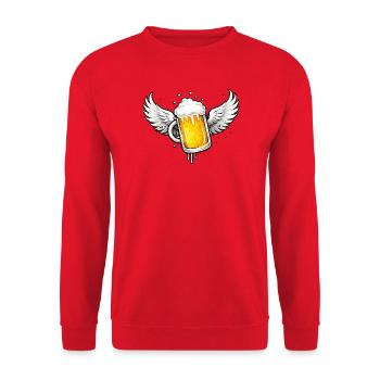 Chope de bière avec des ailes – motif amusant et sympa - Sweat-shirt Unisexe - rouge - Devant - Alina (178cm) & Michal (187cm)
