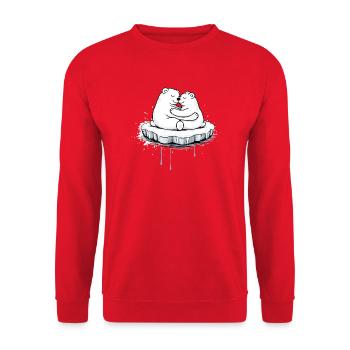 Deux ours polaires câlins sur la banquise - Sweat-shirt Unisexe - rouge - Devant - Alina (178cm) & Michal (187cm)