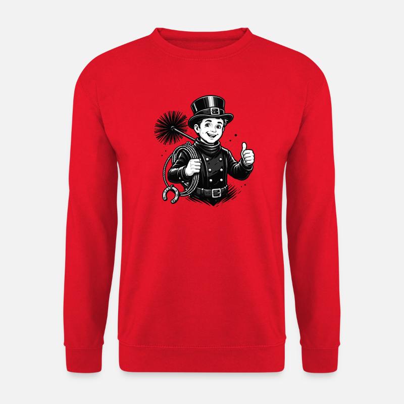 Fröhlicher Schornsteinfeger Cartoon - Unisex Pullover - Rot