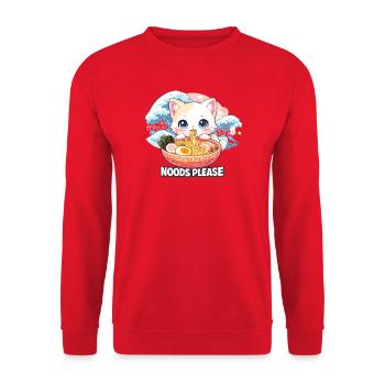Kawaii Neko Ramen Cat Noodle Anime - Unisex Sweatshirt - red - Front - Alina (178cm) & Michal (187cm)