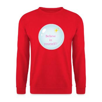 Glaub an dich selbst! - Unisex Pullover - Rot - Vorne - Alina (178cm) & Michal (187cm)