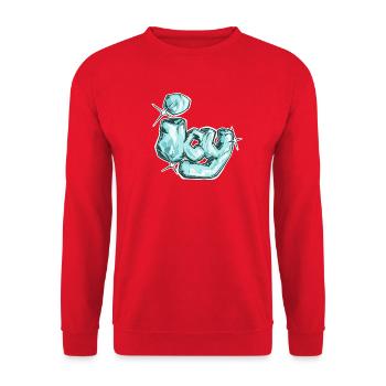 Eisig, ein gezogenes Wort - Unisex Pullover - Rot - Vorne - Alina (178cm) & Michal (187cm)