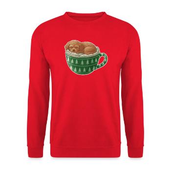 Chiot endormi dans un gobelet vert - Sweat-shirt Unisexe - rouge - Devant - Alina (178cm) & Michal (187cm)