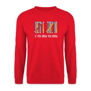Wenn du weißt, kennst du Meme 67 Tage Schule - Unisex Pullover - Rot - Vorne - Alina (178cm) & Michal (187cm)