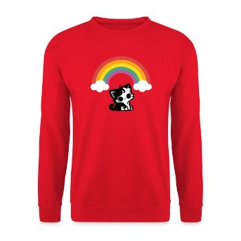 Goth Cat under the Rainbow Motif - Unisex Sweatshirt - red - Front - Alina (178cm) & Michal (187cm)
