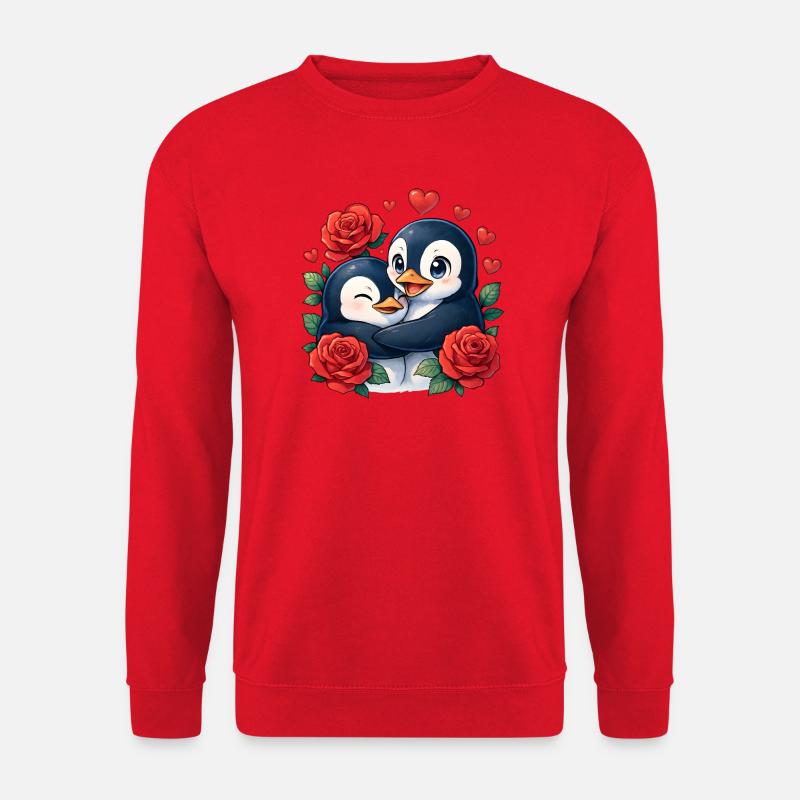 Zweisamkeit Pinguine Rosenherz - Unisex Pullover - Rot