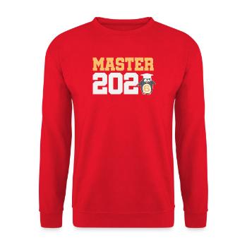 Master 2026 Abschluss Promotion Sponsion - Unisex Pullover - Rot - Vorne - Alina (178cm) & Michal (187cm)