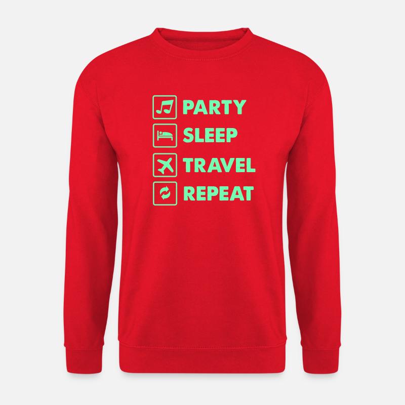 Reise Party Schlaf Wiederholung - Unisex Pullover - Rot